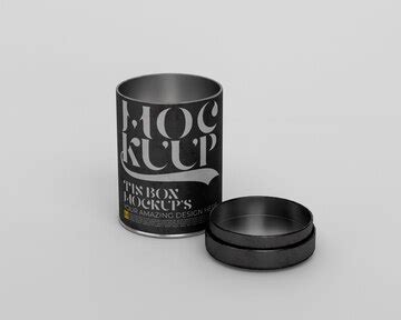 Tin box in studio mockup | Premium PSD