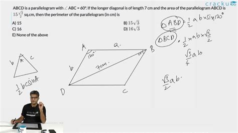 [Video] ABCD is a parallelogram with \\angle ABC = 60°. If the longer ...
