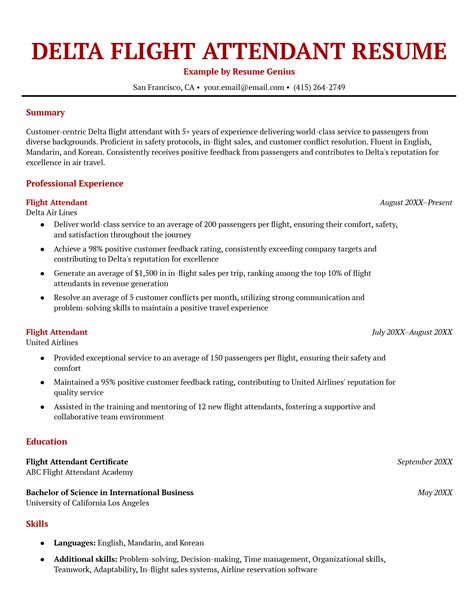 Resume Flight Attendant