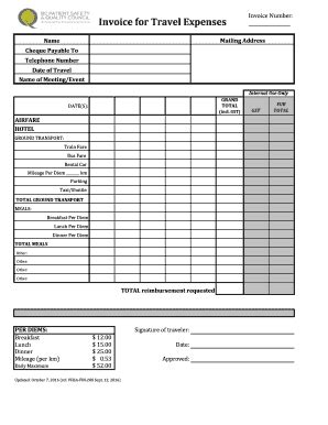 12+ Free Editable Travel Invoice Templates in MS Word [DOC] | pdfFiller