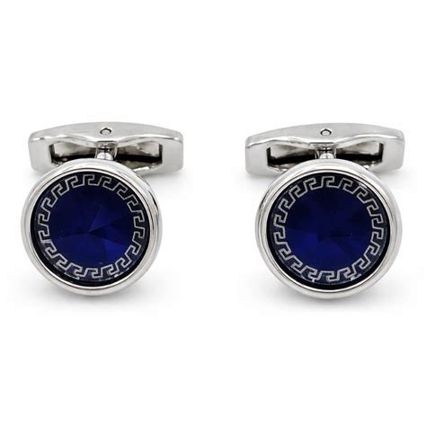 Round Blue Crystal Cufflinks for Men - Silver-Tone Accessory – Lucas Lia