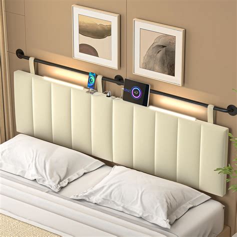 HouseMila King Headboard, HeadBoard with USB & Type C Port and Light ...