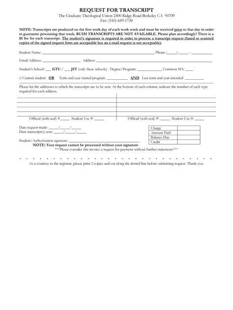 Graduate formological Union Request for Transcript - Fill Out, Sign ...