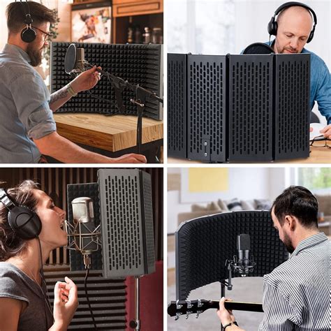 Portable 5 Panel Foldable Microphone Isolation Shield (For Youtubers a ...