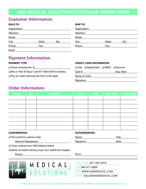 Medical Purchase Order Form | Templates at allbusinesstemplates.com