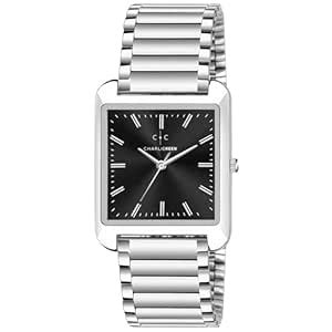 Buy CHARLIEKEEN Stainless Steel Wrist Watch, Square Black Dial, 38 cm ...