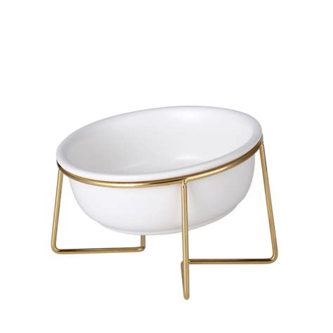 Ceramic Bowl With Metal Stand White 800 ml Online - Premium Serving ...