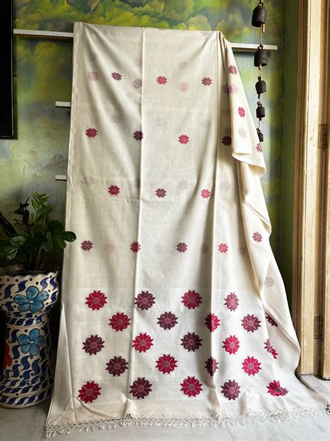 Handwoven Ivory Colour Cotton Jamdani Saree – Bohochic