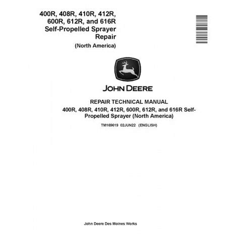 John Deere 400R–616R Sprayer Repair Manual TM169619 – Manuals Market