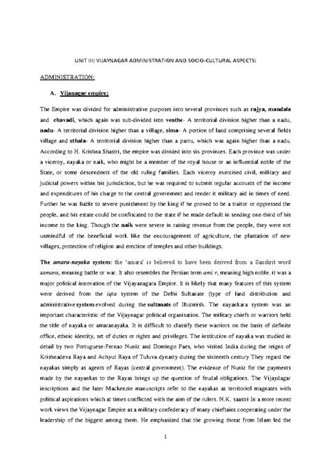 Vijayanagara Empire Administration: Insights into Governance (HIST 301 ...