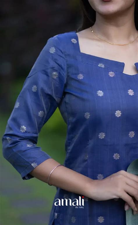 Sanvi Blended Silk Salwar - Dark Blue and Light Blue – Amali Salwars