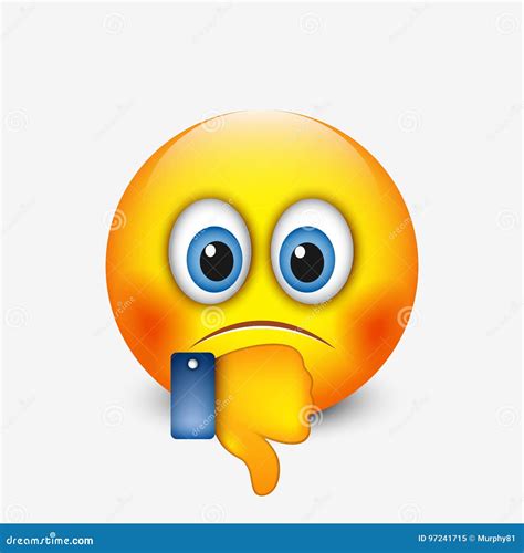 Cute Emoticon with Thumb Down, Emoji - Vector Illustration Stock Vector ...