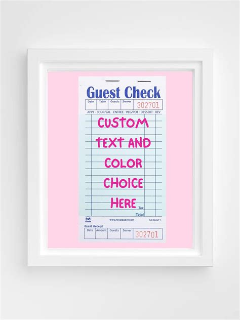 Custom Guest Check Poster Set of 2 - Etsy