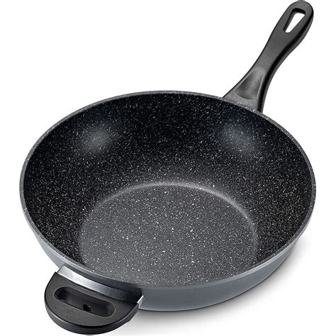 Gourmex 32cm induction stir fry wok pan black with nonstick coating ...
