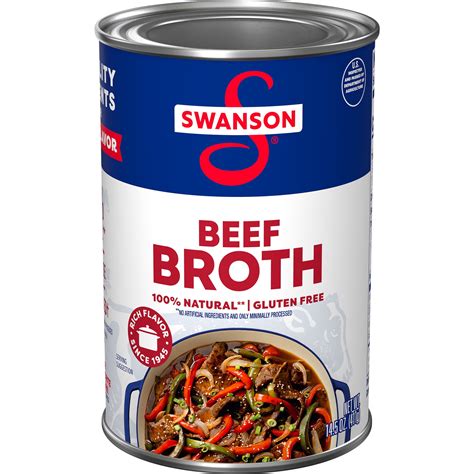 Swanson Beef Broth 14.5 oz Can, Gluten-Free, Roasted Flavor, Fat-Free ...