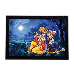 eCraftIndia Radha Krishna Playing Flute Satin Matt Texture UV Art ...