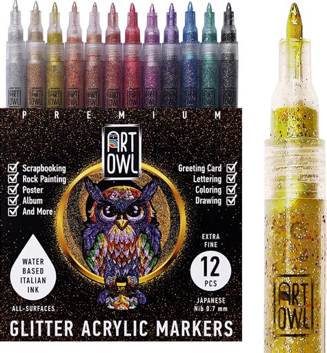 Amazon.com: ZSCM 24 Colors Acrylic Glitter Markers Paint Pens, Rock ...