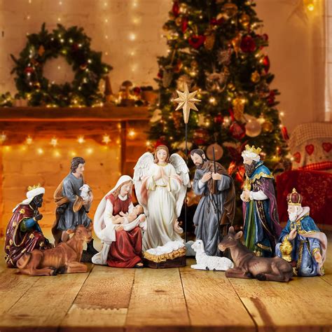 Buy TOETOL Nativity Sets for Christmas Indoor Set of 13 Pieces 7.9 Inch ...