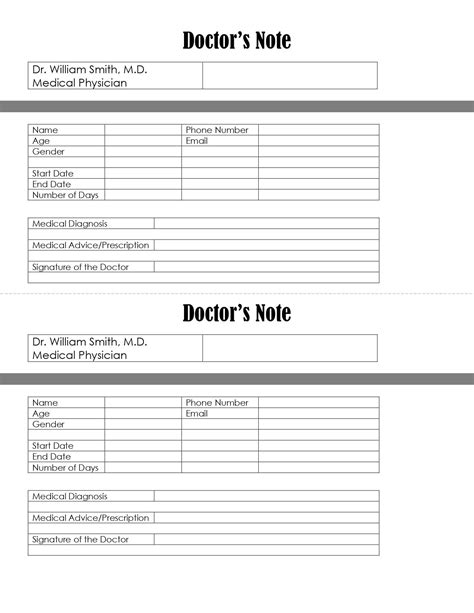 Printable Doctors Note Template | Plan Your Year Easily!