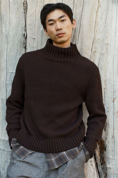 Men’s Dark brown Regular Fit Mock Turtleneck Sweater | H&M CA