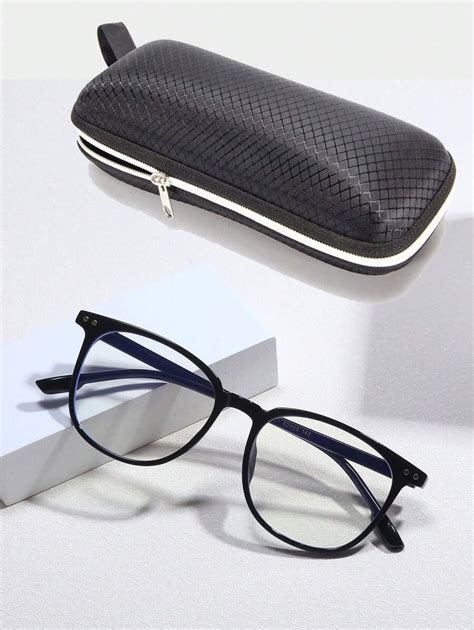1pc Light Plano Lenses Full Frame Glasses With Zipper Case | SHEIN EUR