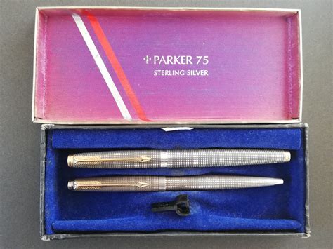 【セット販売】'70s パーカー 75 PARKER 75 Crosshatch grid （極細字） 14K （＋ パーカー ボールペン ...