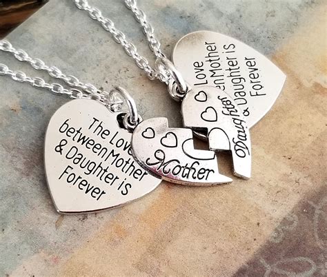 Silver 2pc Mom Daughter Necklace Set Mom Daughter Jewelry - Etsy