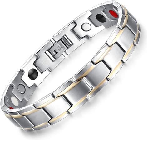Amazon.com: Vigor Wave® Magnetic Therapy Titanium Bracelet for Men ...