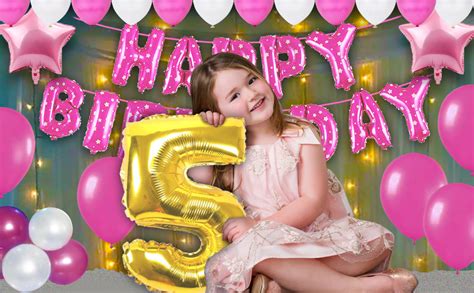 Party Propz 5th Birthday Decoration Items For Girls - 57Pcs Fifth ...