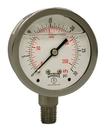 Winters PFQ Series Stainless Steel 304 Dual Scale Liquid Filled ...