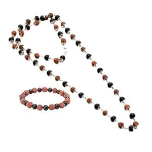 MARMORIS ECOM Combo of Silver Plated Original 54 Beads Ebony Wood ...