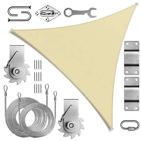ColourTreeUSA Waterproof Triangle Sun Shade Sail 220 GSM HDPE with ...