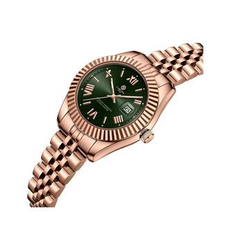 Carlton London Mini Green/ Rose Gold Stainless Steel Women Analog Watc ...