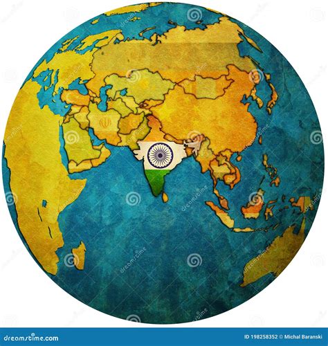 India on globe map stock illustration. Illustration of border - 198258352