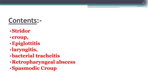 Approach to Acute infective upper airway obstruction (infective stridor ...