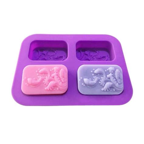 Venus valink 4 Hole Square Fish Sea Pattern Silicone Soap Mold Form ...