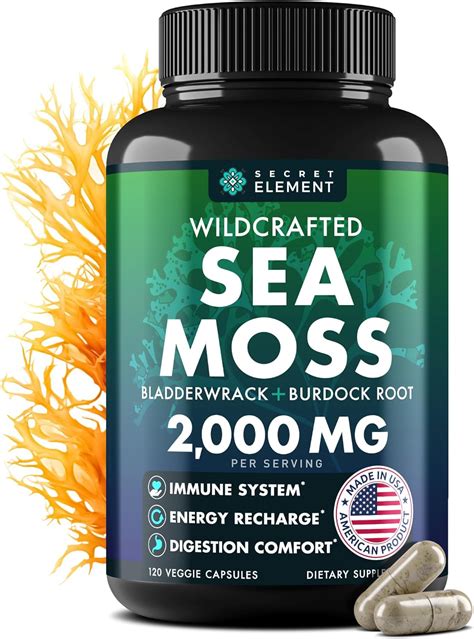 Amazon.com: Secret Element Sea Moss Capsules with Burdock Root, Bladderwrack & Muira Puama ...
