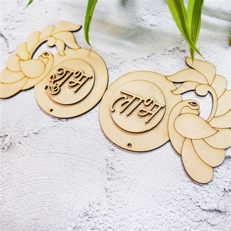 Buy Ready to Paint Peacock Shubh Labh MDF Hangings - SHUBH001 Online On ...