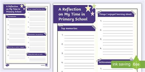 My Time in Primary School (Reflection Activity Sheet)