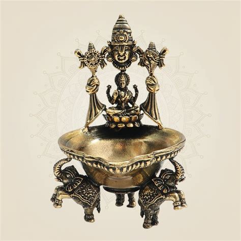 Buy Lakshmi Balaji Brass Diya with Three Elephants Online