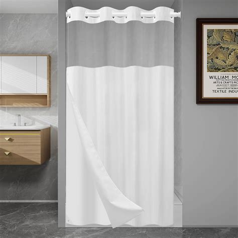 Amazon.com: SORTTO No Hook Shower Curtain with Snap in Liner Set Waffle ...