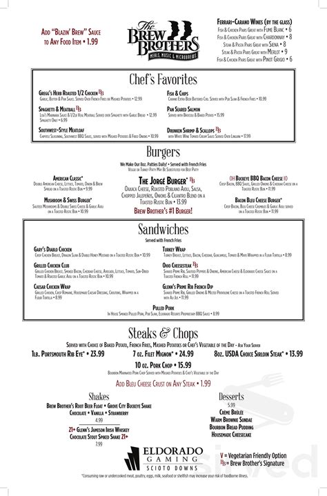 Brew Brothers menus in Columbus, Ohio, United States