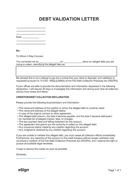 Free Debt Validation Letter Template | PDF | Word