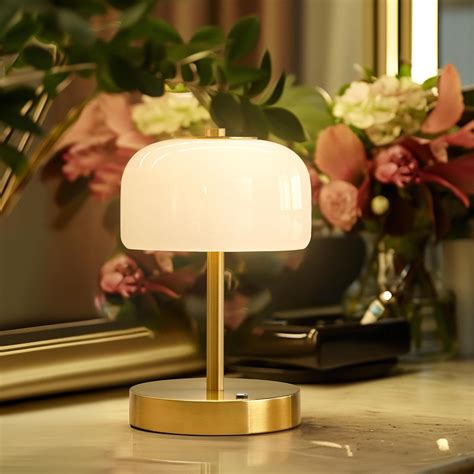 Oneach 9" Cordless Table Lamp, Gold Rechargeable Battery Operated Lamp ...