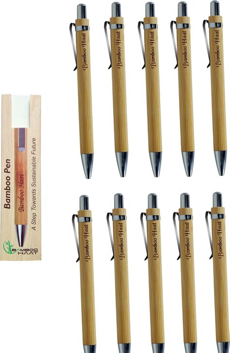 BAMBOO HAAT Wooden Bamboo Ballpoint Pen Combo Set of 10 | For Women ...