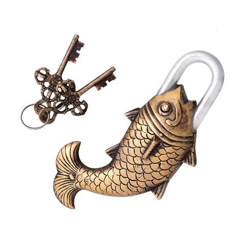Brass Fish Door Lock With Two Keys (3 Inch) – Vedansh Craft