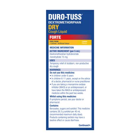 DURO-TUSS Dry Cough Liquid Forte Solution - Duro-Tuss