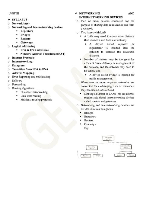 UNIT 3 NET - Lecture Notes on Networking and Internetworking Devices ...