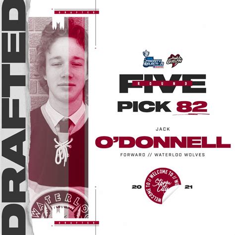 The Guelph Storm Select Jack O'Donnell 82nd Overall. - Guelph Storm