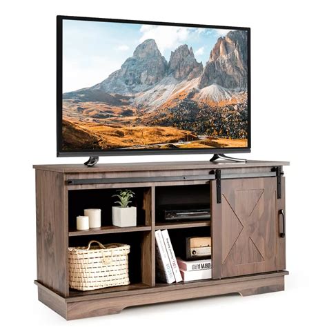 Costway Farmhouse Sliding Barn Door TV Stand Storage | Ubuy India